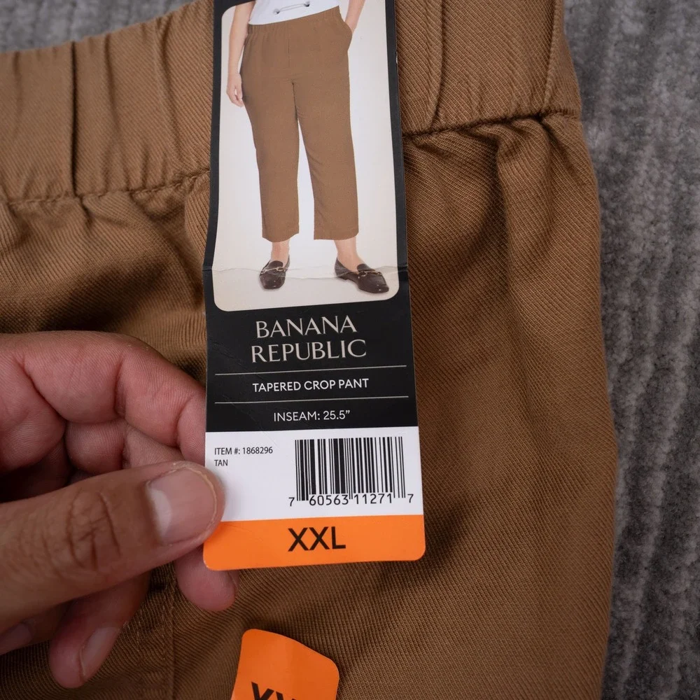 Banana Republic Pants Womens XXL Brown NEW Lyocell Linen Cotton Pull On